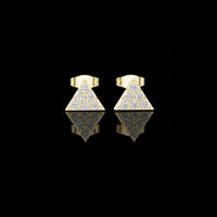 0.60 TCW Geometric Triangle Round Cut Lab Grown Diamond Stud Earrings with Pave Set For Gift