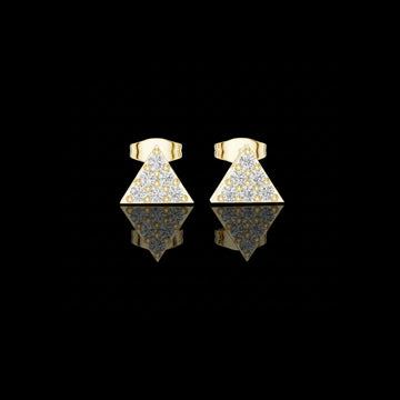 0.60 TCW Geometric Triangle Round Cut Lab Grown Diamond Stud Earrings with Pave Set For Gift