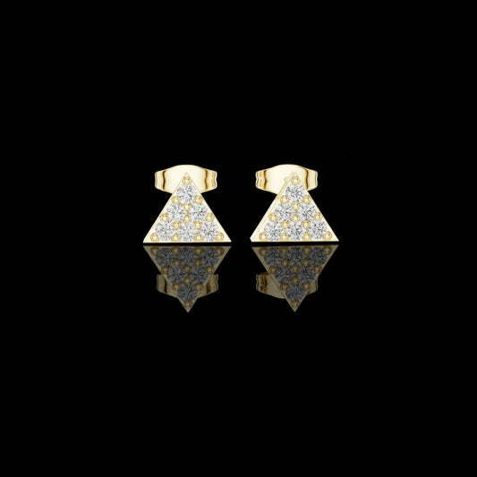 0.60 TCW Geometric Triangle Round Cut Moissanite Diamond Stud Earrings with Pave Set For Gift