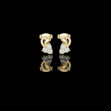 0.27 TCW Exclusive Round Cut Moissanite Diamond Cluster Stud Earrings with Sculpted Curved Design