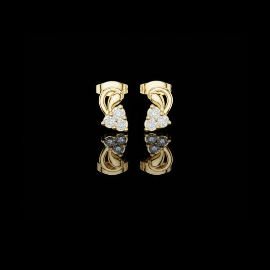 0.27 TCW Exclusive Round Cut Moissanite Diamond Cluster Stud Earrings with Sculpted Curved Design
