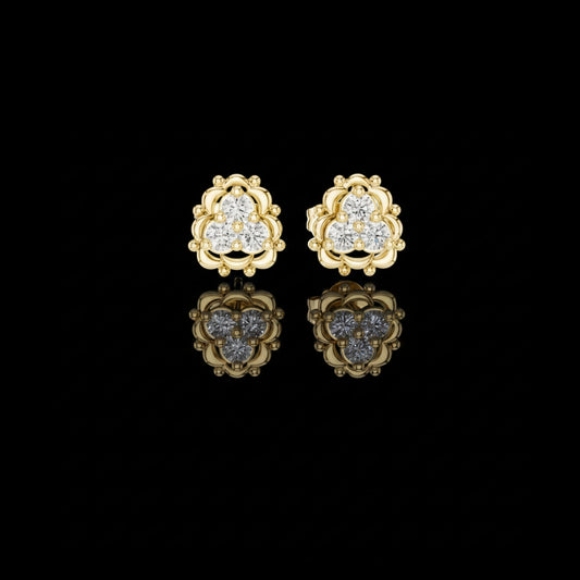 0.30 TCW Aurielle Bloom Lab Diamond Cluster Earrings with Ornate Floral Detailing For Love
