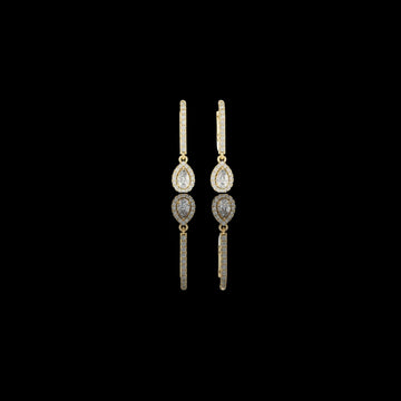 0.83 TCW Bright Lab Grown Pear Cut Diamond Drop Earrings Premium Halo Dangle Jewelry