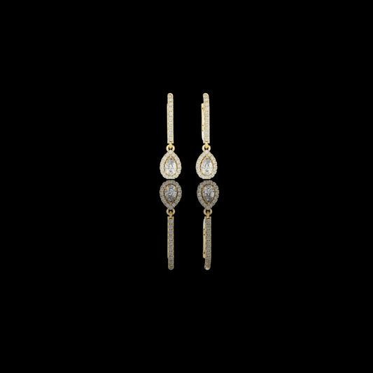 0.30 TCW Bright Lab Grown Pear Cut Diamond Drop Earrings Premium Halo Dangle Jewelry