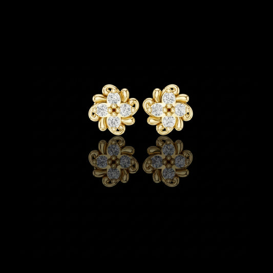 0.24 TCW Blossom Floral Stud Earrings Crafted in with Round Brilliant Lab Grown Diamonds