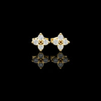 0.80 TCW Classic Clover Lab Grown Diamond Stud Earrings with Four Petal Cut Design