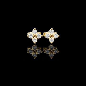 0.80 TCW Classic Clover Lab Grown Diamond Stud Earrings with Four Petal Cut Design