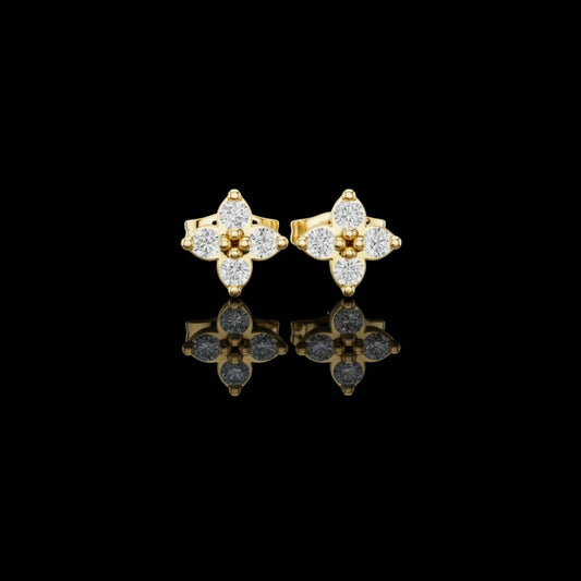 0.24 TCW Classic Clover Lab Grown Diamond Stud Earrings with Four Petal Cut Design