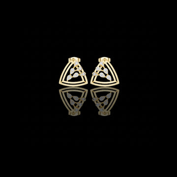 0.36 TCW Modern Geometric Triangle Round Cut Lab Diamond Stud Earrings with Open Frame Design For Surprise