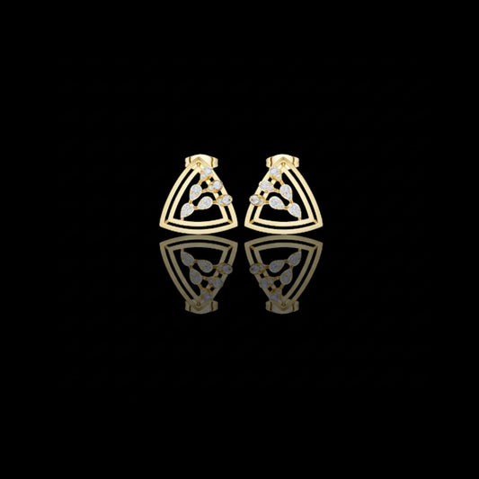 0.36 TCW Modern Geometric Triangle Round Cut Lab Diamond Stud Earrings with Open Frame Design For Surprise