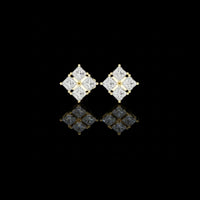 0.80 TCW Modern Princess Cut Lab Grown Diamond Cluster Stud Earrings