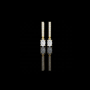 1.00 CT Timeless Lab Grown Diamond Bar Drop Earrings with Oval Cut Sparkle
