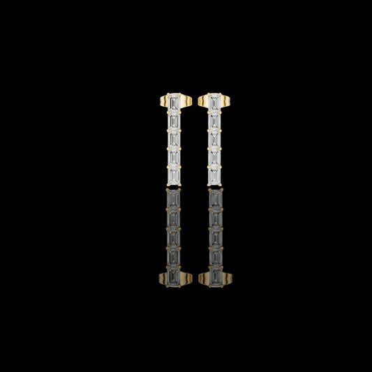 0.7 TCW Iconic Moissanite Emerald Cut Diamond Vertical Bar Earrings Sleek Modern Fine Jewelry
