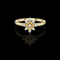 0.74 TCW Intricate Geometric Daily Wear Elegant Floral Lab Round Diamond Cluster Ring