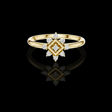 0.74 TCW Intricate Geometric Daily Wear Elegant Floral Lab Round Diamond Cluster Ring