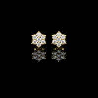 0.38 TCW Starpetal Radiance Lab Diamond Cluster Earrings with Sculpted Floral Points For Party Wear