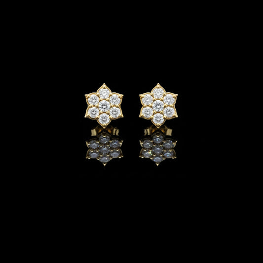 0.38 TCW Starpetal Radiance Lab Diamond Cluster Earrings with Sculpted Floral Points For Party Wear