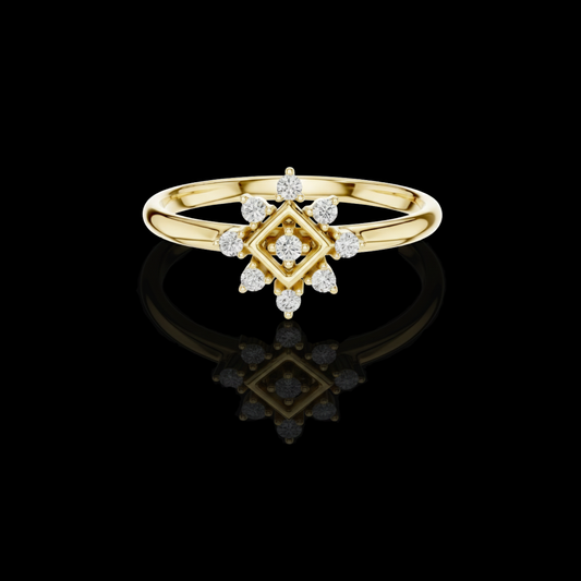 0.074 TCW Intricate Geometric Daily Wear Elegant Floral Lab Round Diamond Cluster Ring