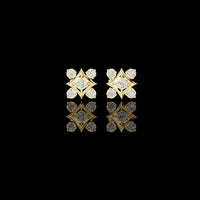 0.33 TCW Starframe Geometric Cluster Stud Moissanite Diamond Earrings with Gold Finish For Gift