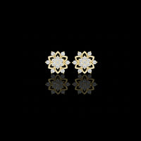 0.39 TCW Sparkling Moissanite Round Cut flower stud earrings with floral cluster For Her
