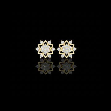 0.39 TCW Sparkling Moissanite Round Cut flower stud earrings with floral cluster For Her