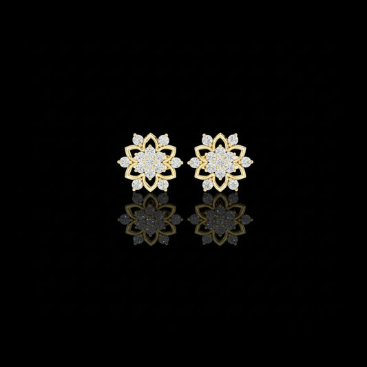 0.39 TCW Sparkling Lab Grown Round Cut flower stud earrings with floral cluster For Her