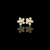 0.39 TCW Golden Pinwheel Swirl Cluster Stud Moissanite Earrings with Dynamic Circular Brilliance For Her