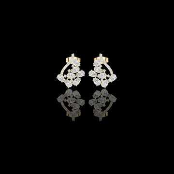 1.43 TCW Dazzling Moissanite Pear Cut Floral Stud Earrings With Sparkling Cluster Design