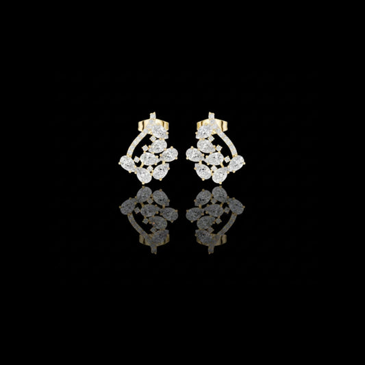 1.30 CT Dazzling Lab Grown Pear Cut Floral Stud Earrings With Sparkling Cluster Design