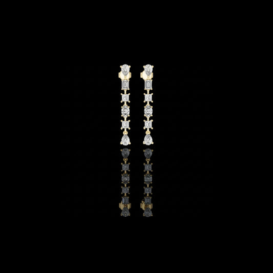 1.00 CT Celestial Multi Shape Lab Grown Diamond Drop Earrings with Pear Emerald Oval & Princess Cuts
