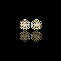 0.46 TCW Floating Moissanite Round Cut Layered Floral Diamond Stud Earrings For Anniversary Gift