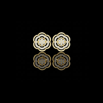 0.46 TCW Floating Moissanite Round Cut Layered Floral Diamond Stud Earrings For Anniversary Gift