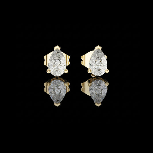 1.00 TCW Pear Shaped Moissanite Diamond Stud Earrings with Classic Three Prong Setting for Dailywear