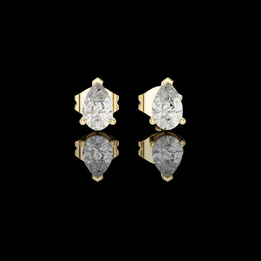 1.00 TCW Pear Shaped Lab Grown Diamond Stud Earrings with Classic Three Prong Setting for Dailywear