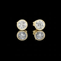 1.00 TCW Timeless Bezel Set Round Brilliant Moissanite Diamond Stud Earrings