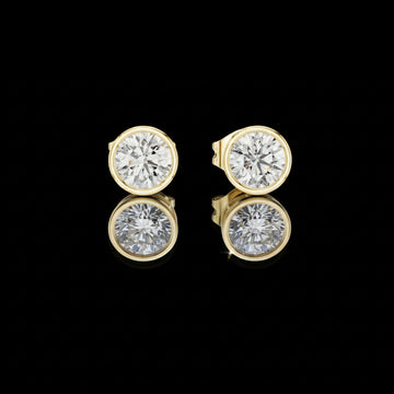1.00 TCW Timeless Bezel Set Round Brilliant Moissanite Diamond Stud Earrings