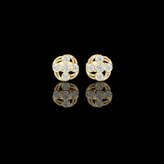 0.24 TCW Celestial Swirl Round Lab Grown Cluster Stud Earrings with Radiant Circular Brilliance For Party