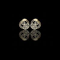 0.25 TCW Glamour Spiral Bloom Stud Moissanite Round Earrings with Circular Swirl Frame and Floral Cluster Accent For Gift