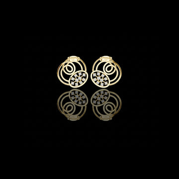 0.25 TCW Glamour Spiral Bloom Stud Moissanite Round Earrings with Circular Swirl Frame and Floral Cluster Accent For Gift