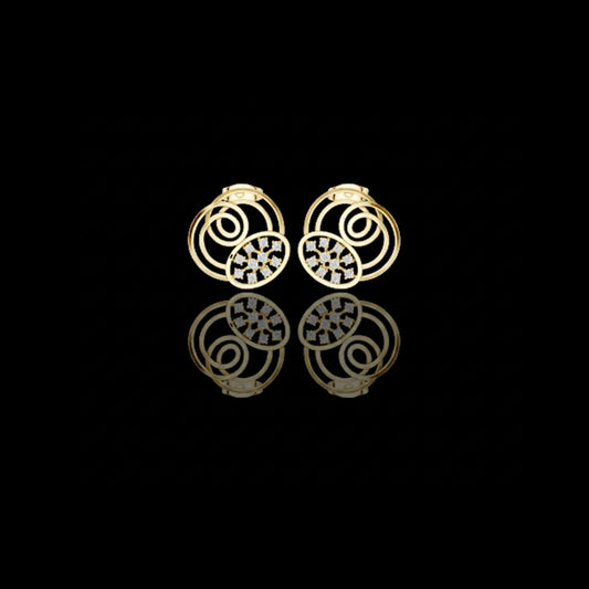0.25 TCW Glamour Spiral Bloom Stud Moissanite Round Earrings with Circular Swirl Frame and Floral Cluster Accent For Gift