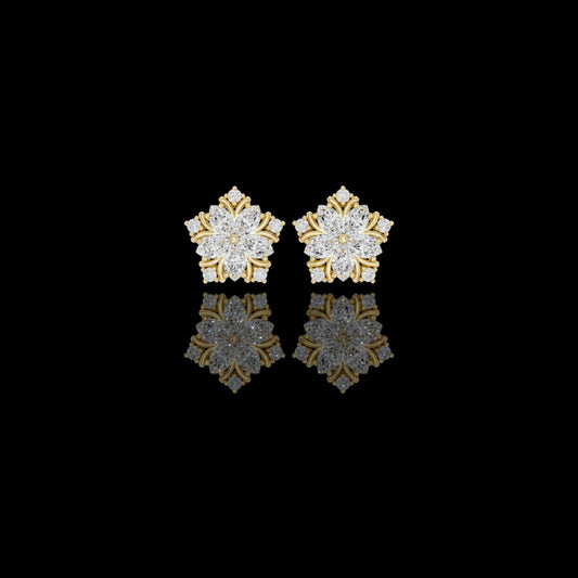 0.80 CT Luxury Moissanite Marquise Cut Diamond Flower Fine Stud Earrings Jewelry