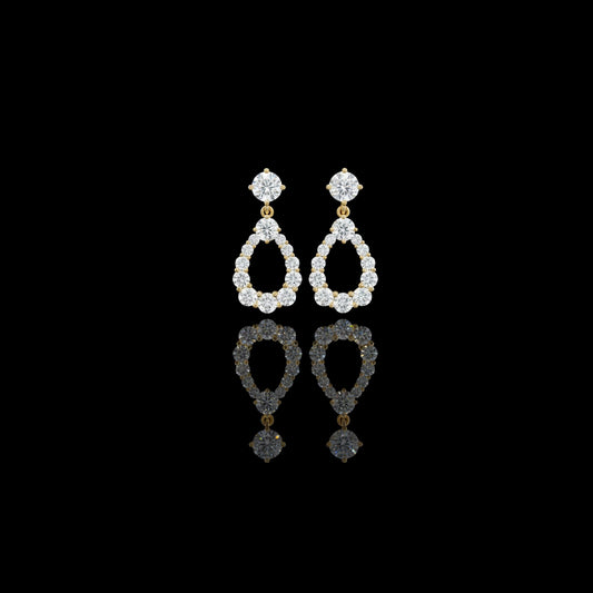 3.26 TCW Luna Halo Pear Shaped Round Moissanite Diamond Drop Earrings in Radiant Luxury