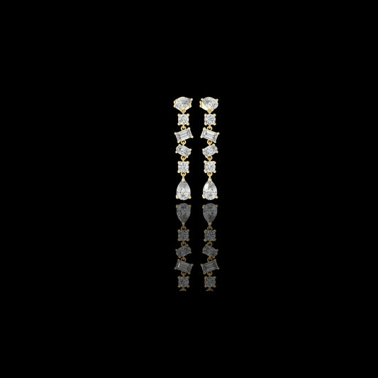 1.36 CT Celestia Cascade Multi Shape Moissanite Diamond Drop Earrings For Her