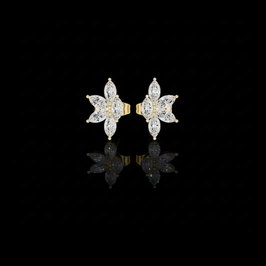 0.52 TCW Bright Lab Grown Floral Marquise Cut Diamond Stud Earrings For Birthday Gift