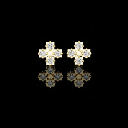 0.52 TCW Architectural Cross Moissanite Round Diamond Stud Earrings For Someone Special