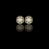 0.91 TCW Floral Cluster Lab Round Diamond Stud Earring in Gold with Open Petal Design For Gift