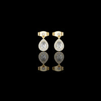 0.34 CT Moonlit Pear Shaped  Diamond Halo Drop Earrings in Polished Gold Finish For Fashion Girl