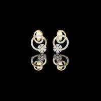 0.42 TCW Cluster Gold Swirl Circle Moissanite Round Diamond Stud Earrings with Pave Halo Ring