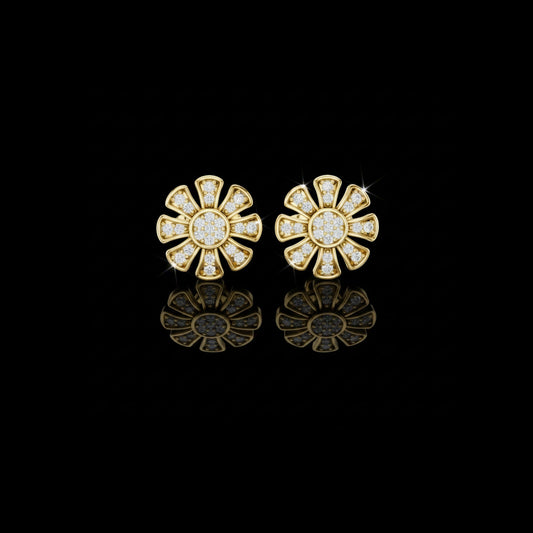 0.25 TCW Daisy Floral Stud Earrings with Round Brilliant Moissanite Diamonds