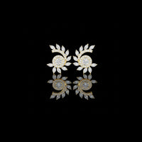 0.45 CT Sunburst Floral Lab Grown Diamond Stud Earrings with Halo Center and Marquise Accents